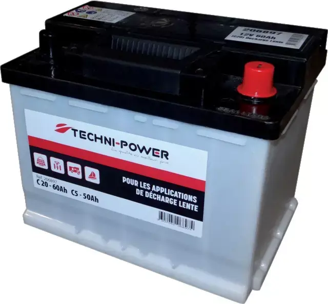 Batterie 12v-60ah decharge lente + a droite techni-power Prix Bas