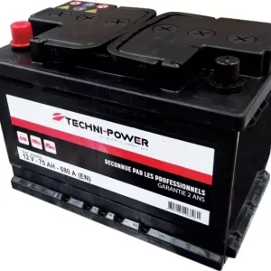 Batterie 12v 75ah 680a + a gauche techni-power Quantité Limitée