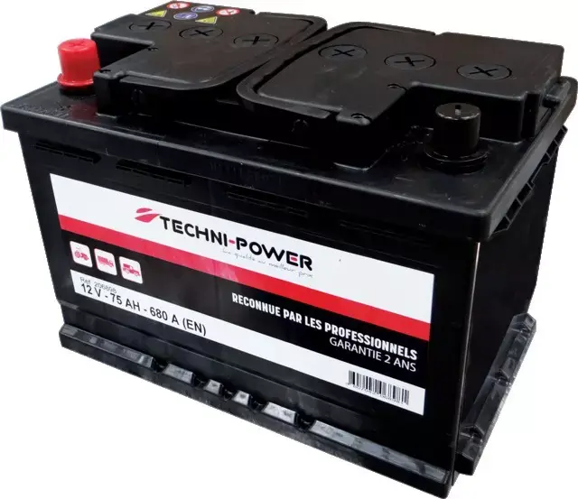 Batterie 12v 75ah 680a + a gauche techni-power Quantité Limitée