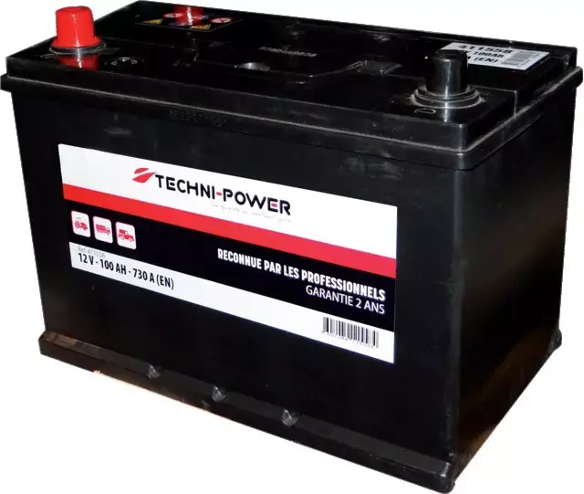 Batterie 12v 100ah 730a + a gauche techni-power Paiement Sécurisé