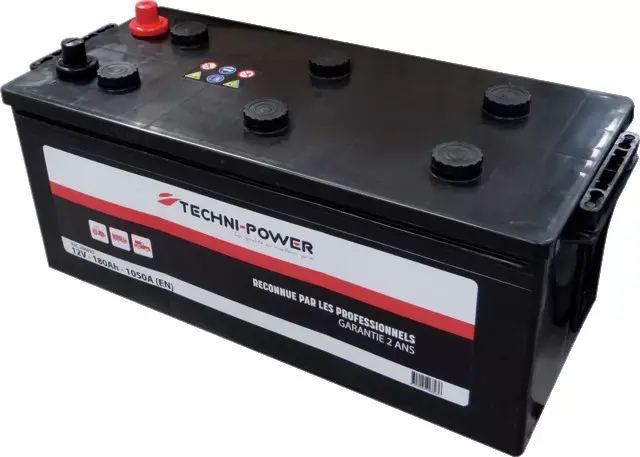 Batterie 12v 180ah 1050a + a gauche sur la largeur techni-power Prix Promo