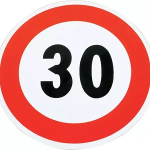 Disque adhesif pvc limitation de vitesse 30km/h bord rouge Promotion Saisonnière