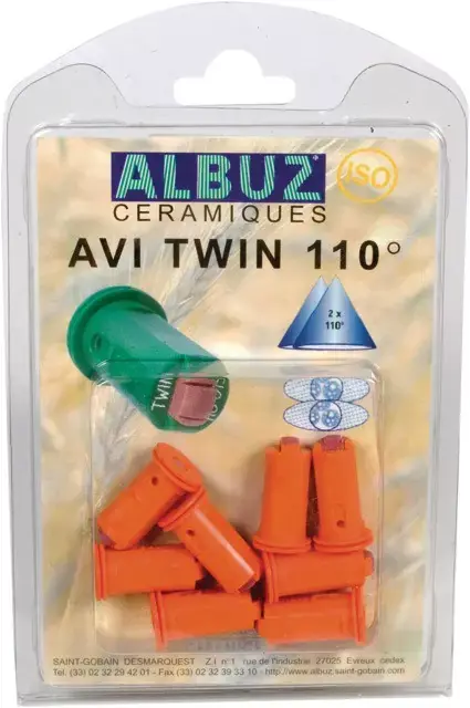 Vente Flash Buse Albuz AVI TWIN 110° 01 orange blister de 8