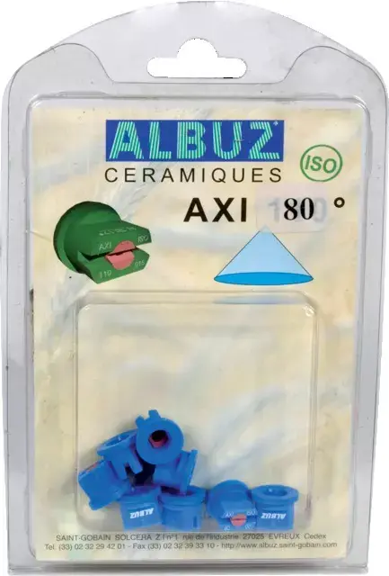 Expédié Aujourd'hui Buse en céramique Albuz AXI 80° 03 bleu blister de 8