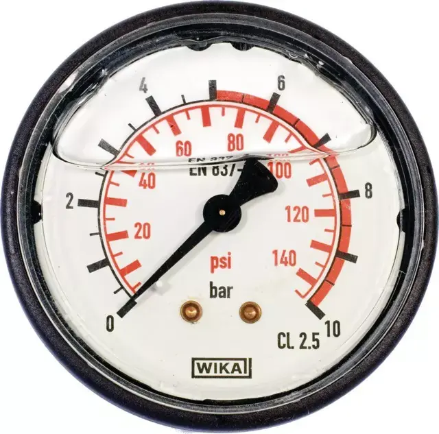 Manomètre 0-10 bars diamètre 63mm 1/4‘‘ gaz sortie axial Réduction