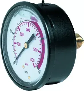 Paiement Sécurisé Manomètre 0-40 bars diamètre 63mm 1/4‘‘ gaz sortie axial