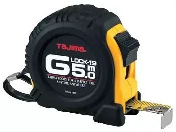 Metre a ruban g lock 5 m x 19 mm boitier antichoc jaune tajima Promotion