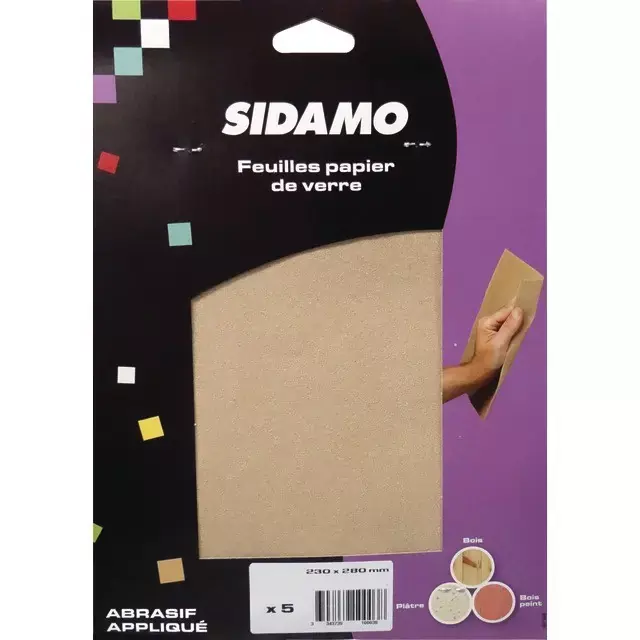 Bon Marché Papier de verre 230x280 mm grain 60 blister de 5 feuilles sidamo