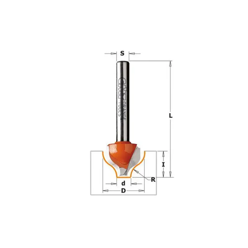 Fraise à gorge pofilée CMT - Diamètre 12,7 mm - Rayon 2 mm - Queue de 8mm Offre Exclusive