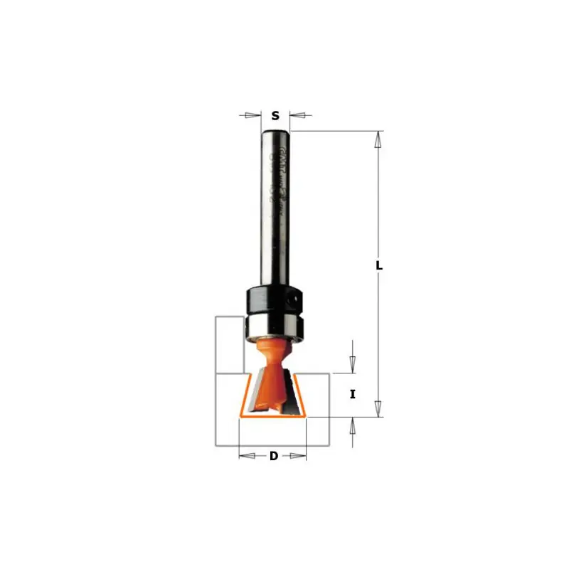 Fraise CMT à Queue d‘Aronde 14° - Diamètre 9,5 mm - Queue de 6 mm avec roulement Nouvel Arrivage