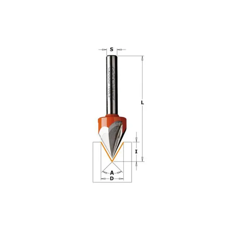 Fraise CMT à rainurer en V 60° - Diamètre 12,7 mm - Queue de 6 mm Meilleure Vente