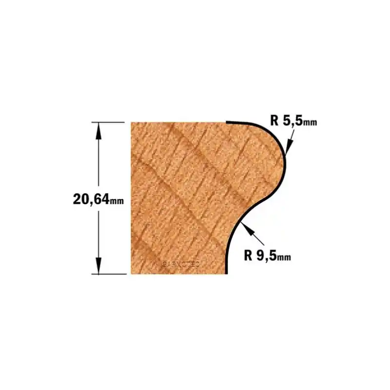 Fraise pour rebords et poignées rayon 5.5 et 9.5mm, queue 12 mm Offre Limitée
