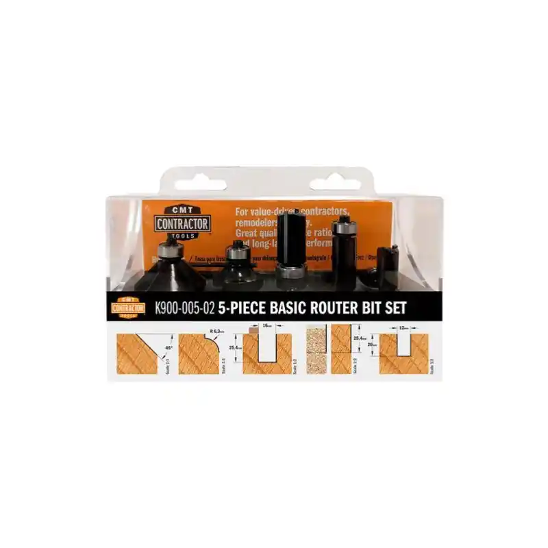 Petit Prix Coffret de 5 fraises carbure de base queue de 8mm, CMT Contractor