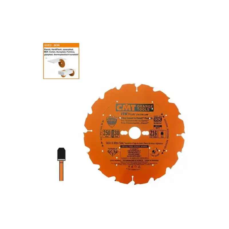 Offre Limitée Lame circulaire diamant pour MATERIAUX COMPOSITES - Diamètre 250mm - Alésage 30mm - 16 dents - CMT Orange tools