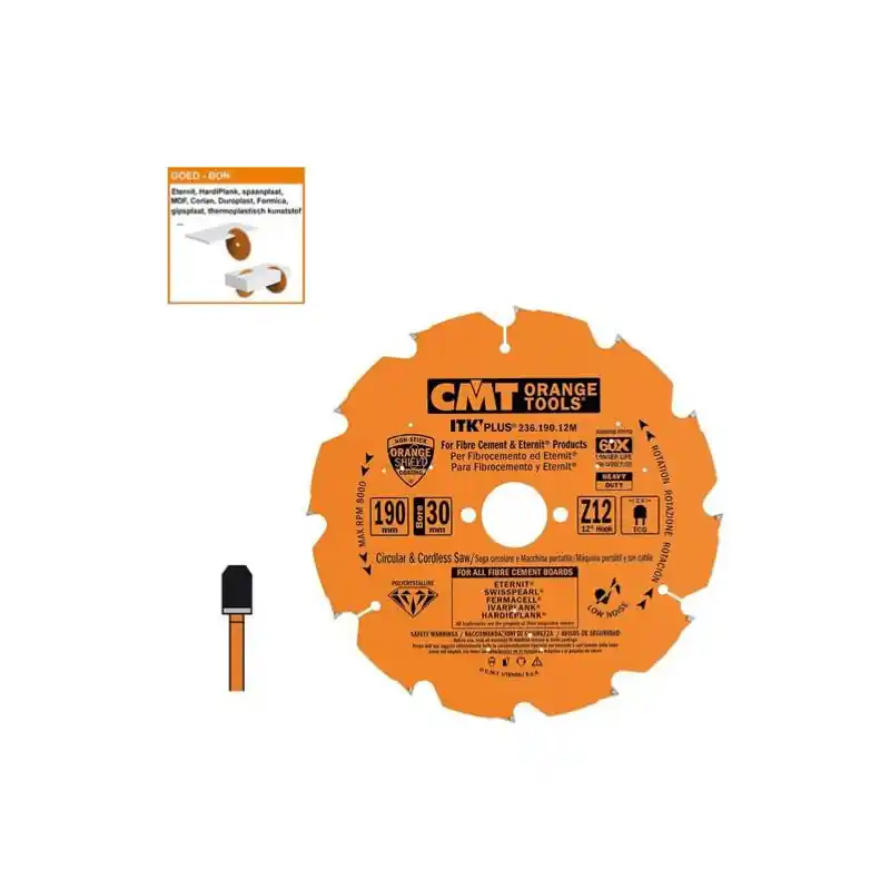 Affaire À Saisir Lame circulaire diamant pour MATERIAUX COMPOSITES - Diamètre 190mm - Alésage 30mm - 12 dents - CMT Orange tools