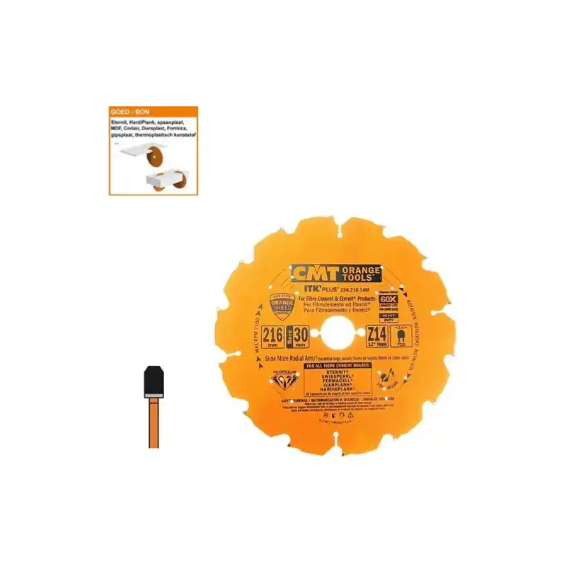 Offre Limitée Lame circulaire diamant pour MATERIAUX COMPOSITES - Diamètre 216mm - Alésage 30mm - 14 dents - CMT Orange tools