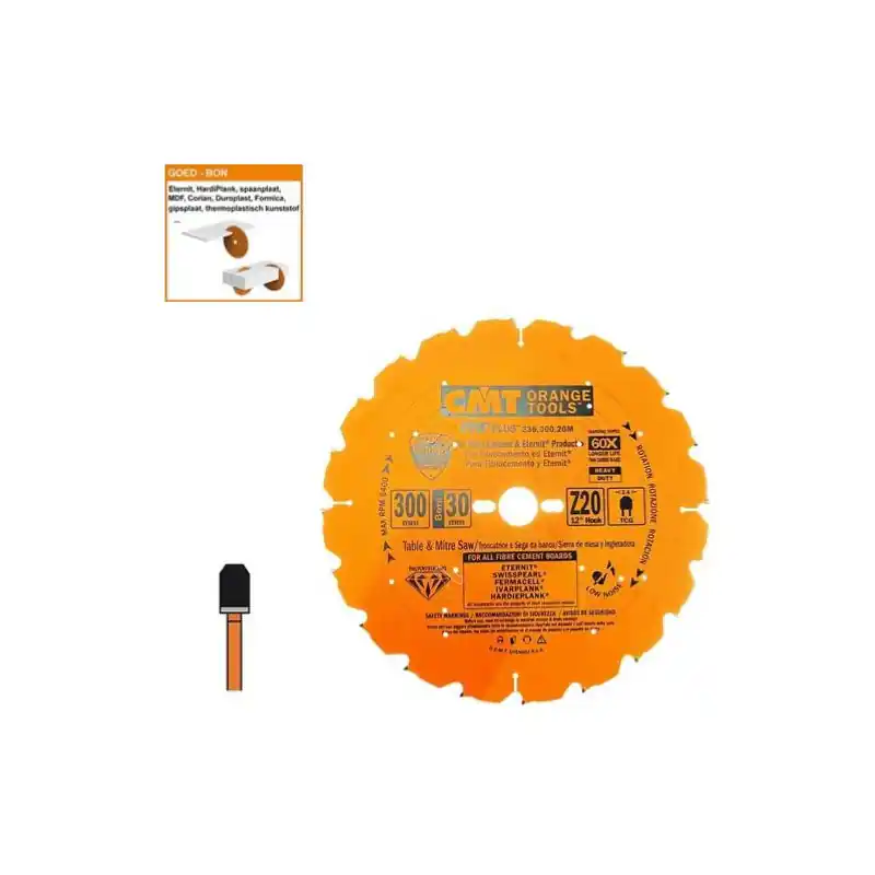 Lame circulaire diamant pour MATERIAUX COMPOSITES - Diamètre 300mm - Alésage 30mm - 20 dents - CMT Orange tools Meilleur Choix