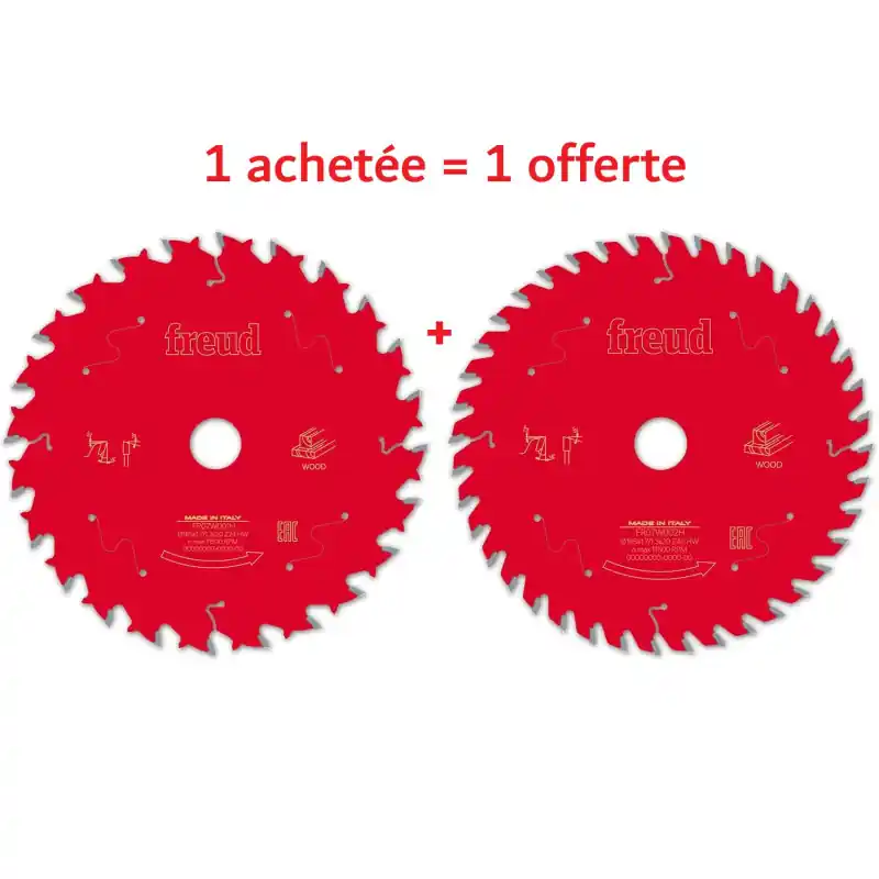 Dernière Chance Pack de 2 lames FREUD Ø165 mm - 1 achetée / 1 offerte