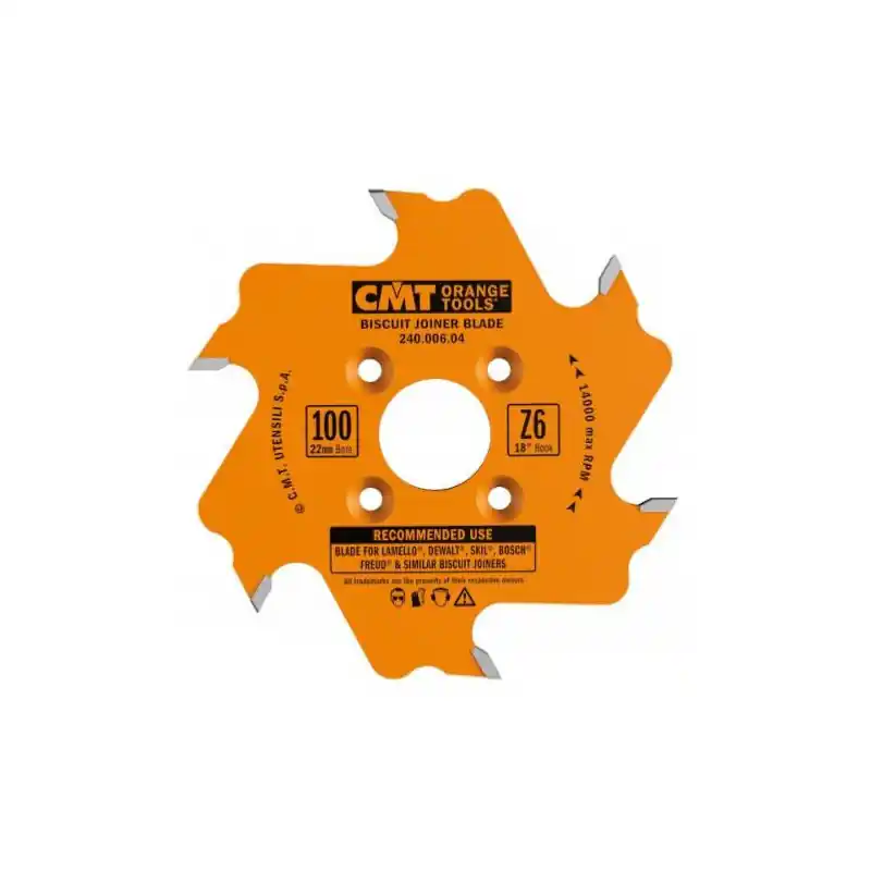 Lame carbure pour LAMELLO - Diamètre 100mm - Alésage 22mm - Epaisseur 3,97mm - 6 Dents - CMT Orange tools Satisfait Ou Remboursé