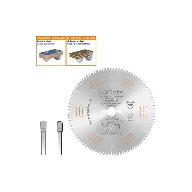 Lame circulaire XTREME CMT mélaminé - Ø 300 x 30mm - 96 dents négatives - Ep 3,2/2,2 Commande En Gros