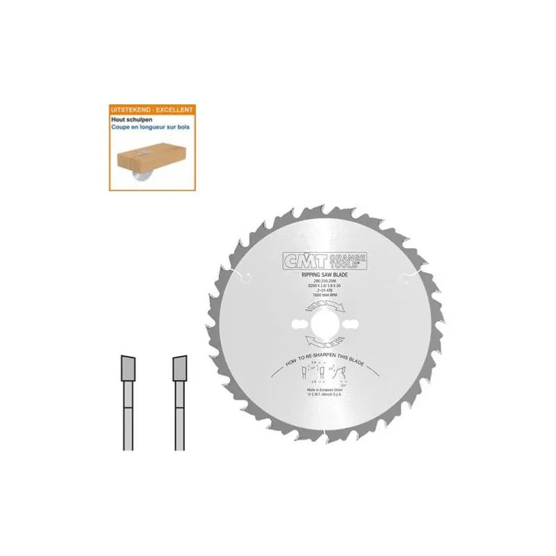 Produit De Marque Lame circulaire CMT - Ø 250 x 30mm - 24 dents - Ep 2,8/1,8