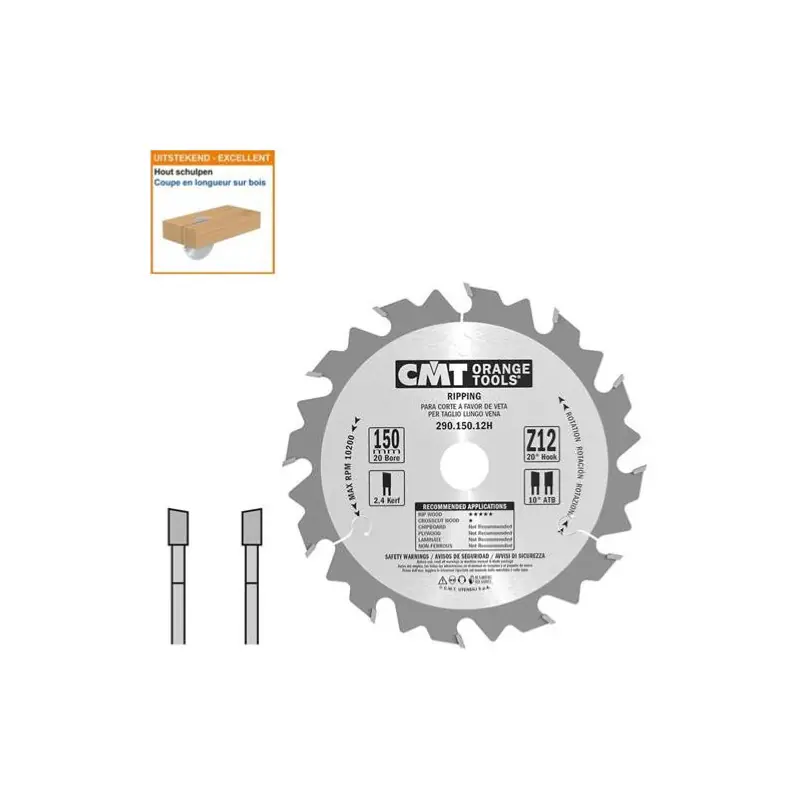Lame circulaire CMT - Ø 150 x 20mm - 12 dents - Ep 2,4/1,4 Retour Gratuit