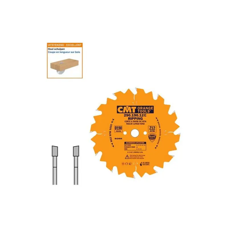 Paiement Sécurisé Lame circulaire CMT - Ø 190 x 16mm - 12 dents - Ep 2,6/1,6