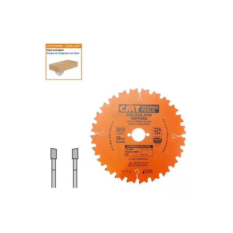 Lame circulaire CMT coupes en longueur - Ø 216 x 30mm - 24 dents - Ep 2,8/1,8 Dernière Chance