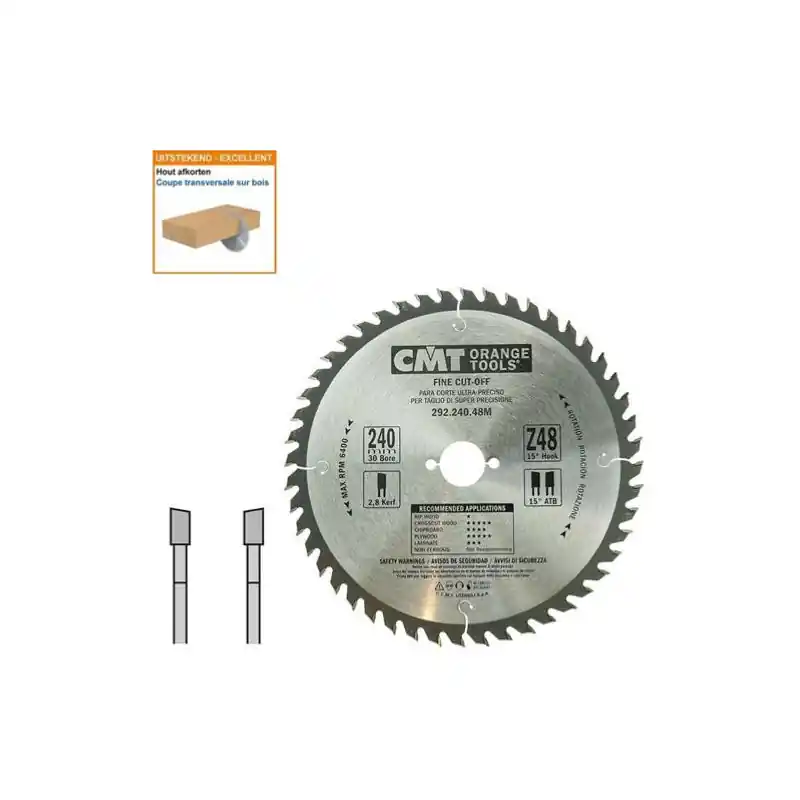 Lame circulaire CMT - Ø 240 x 30mm - 48 dents - Ep 2,8/1,8 - 292.240.48M Certifié