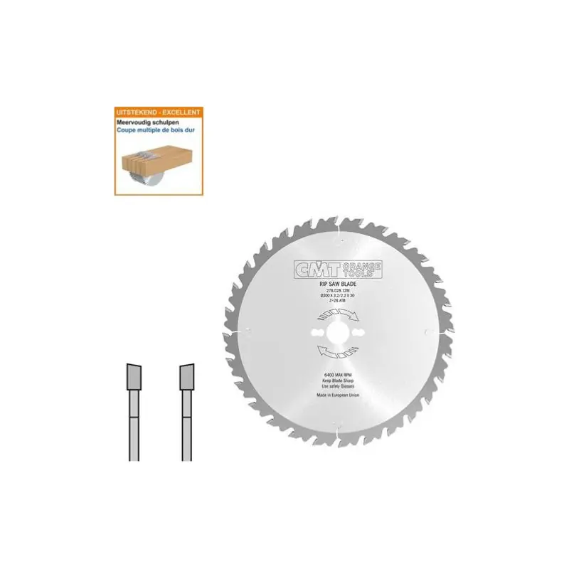 Expédition Rapide Lame circulaire CMT - Ø 300 x 30mm - 28 dents + anti-recul - Ep 3,2/2,2 - 278.028.12M