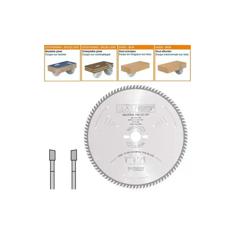 Lame circulaire CMT pour coupes de précision - Ø 300 x 30mm - 96 dents - Ep 3,2/2,2 - 285.096.12M Meilleur Prix