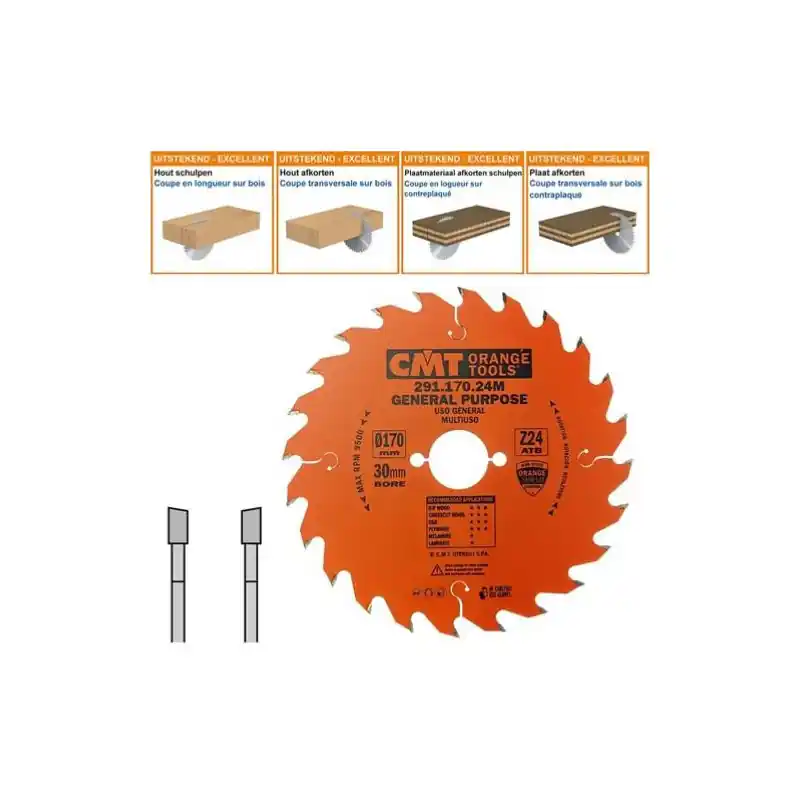 Super Prix Lame circulaire CMT - Ø 170 x 30mm - 24 dents - Ep 2,6/1,6 - 291.170.24M