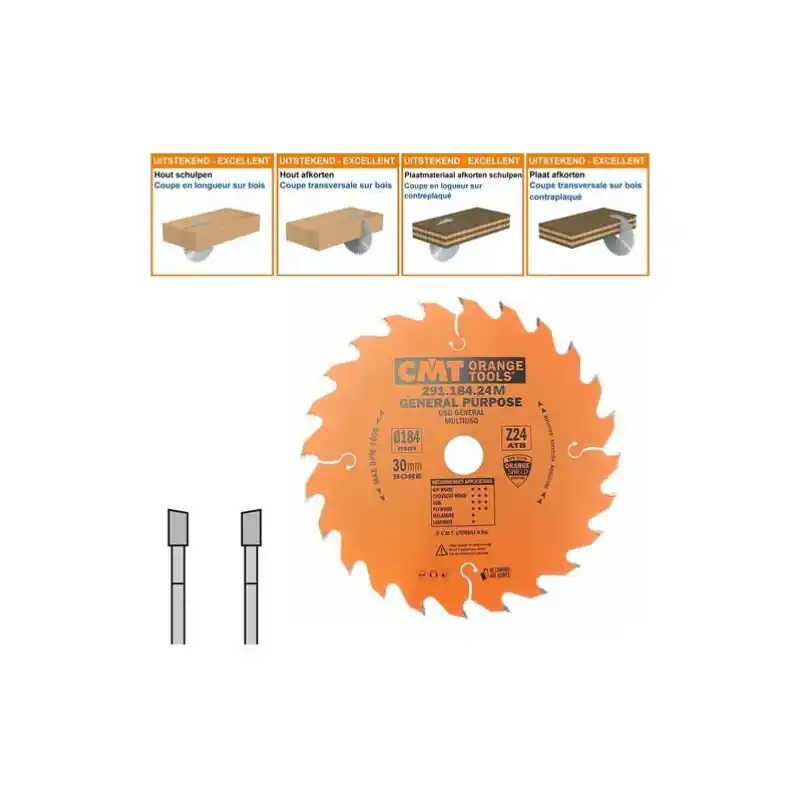 Lame circulaire CMT - Ø 184 x 30mm - 24 dents - Ep 2,6/1,6 - 291.184.24M Acheter Direct
