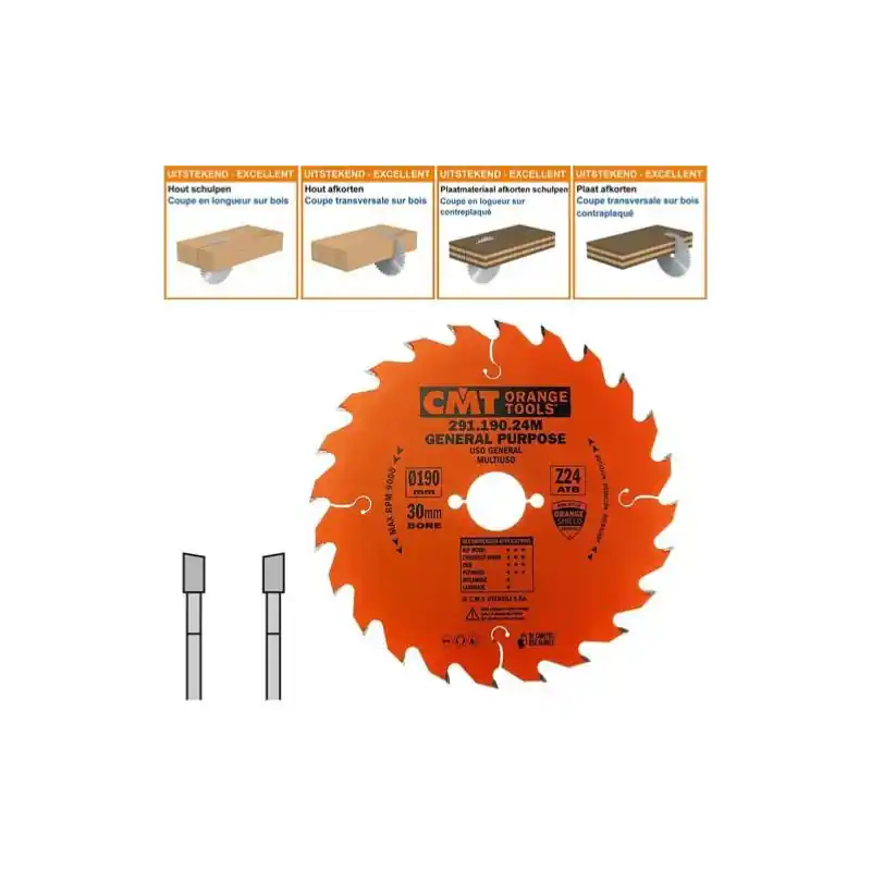 Prix Choc Lame circulaire CMT - Ø 190 x 30mm - 24 dents - Ep 2,6/1,6 - 291.190.24M