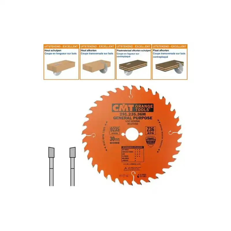 Lame circulaire CMT - Ø 235 x 30mm - 36 dents - Ep 2,8/1,8 - 291.235.36M Vente Flash