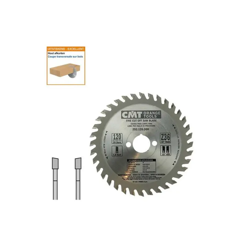 Lame circulaire CMT - Ø 120 x 20mm - 36 dents - Ep 1,8/1,2 - 292.120.36H Solde