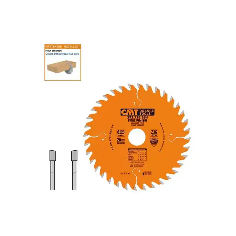 Lame circulaire CMT - Ø 125 x 20mm - 36 dents - Ep 2,4/1,4 - 292.125.36H Populaire