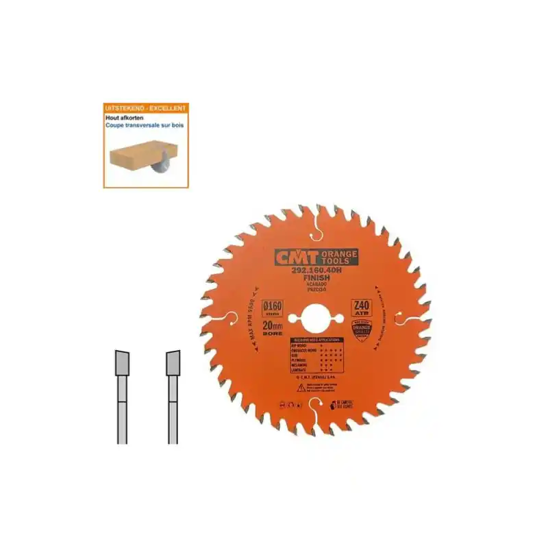 Prix Réduit Lame circulaire portative CMT - Ø 160 x 20mm - 40 dents - Ep 2,2/1,6 - 292.160.40H