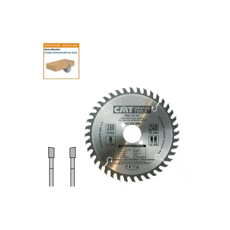Offre Du Jour Lame circulaire CMT - Ø 160 x 30mm - 40 dents - Ep 2,2/1,6 - 292.160.40m