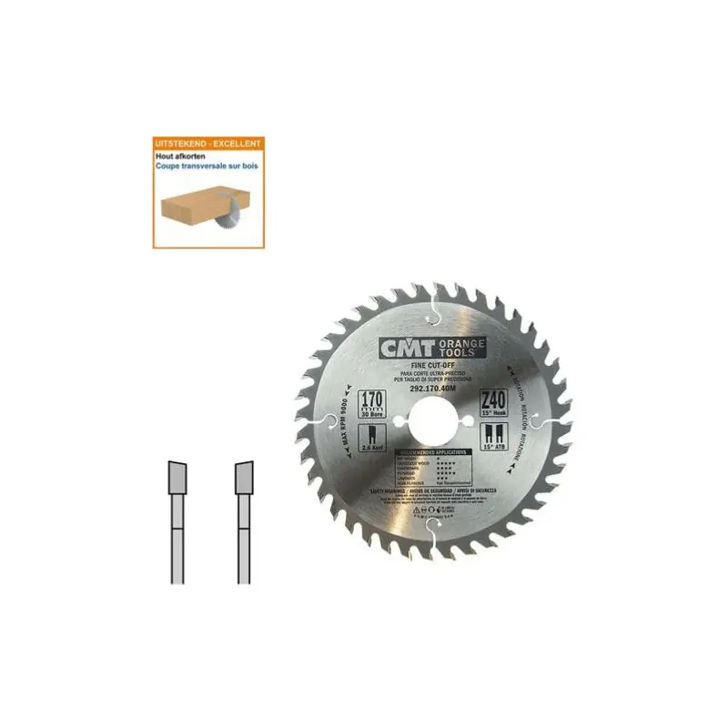 Populaire Lame circulaire CMT - Ø 170 x 30mm - 40 dents - Ep 2,6/1,6 - 292.170.40M