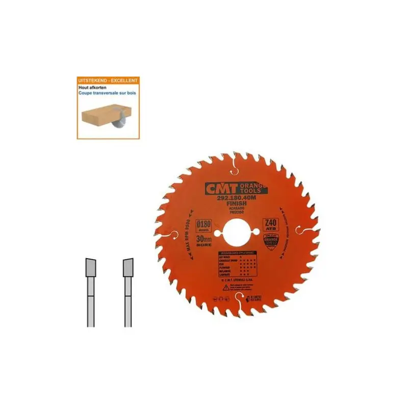 Lame circulaire CMT - Ø 180 x 30mm - 40 dents - Ep 2,6/1,6 - 292.180.40M Populaire