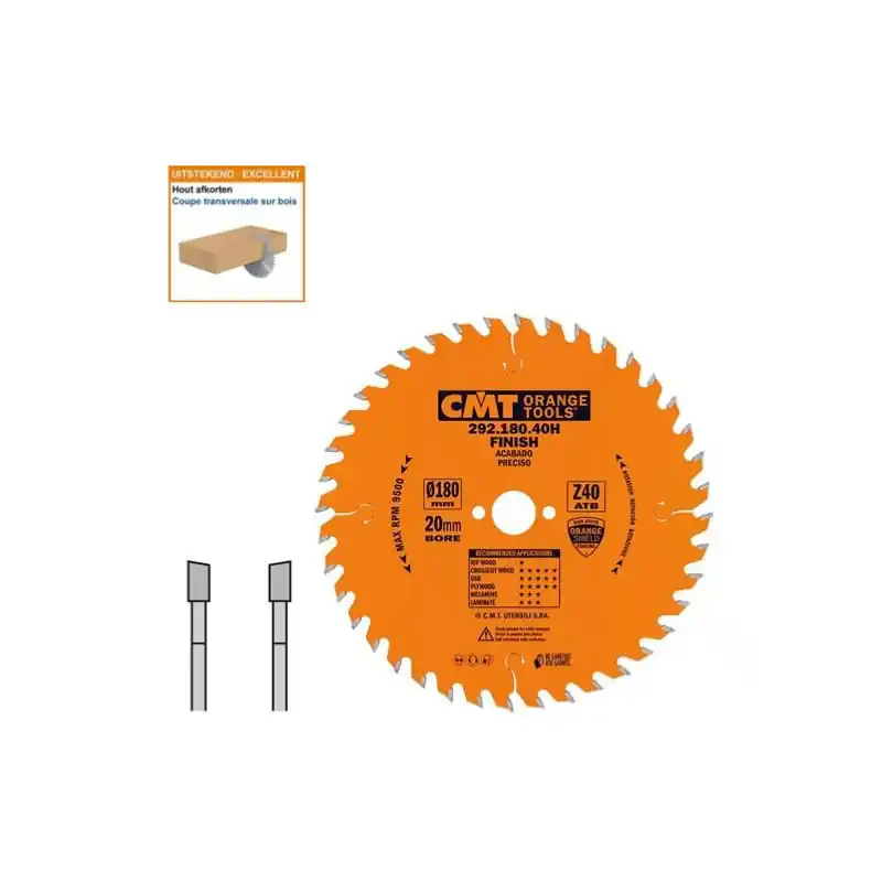 Lame circulaire CMT - Ø 180 x 20mm - 40 dents - Ep 2,6/1,6 - 292.180.40H Vente Directe
