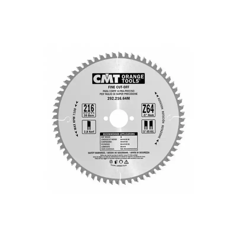 Lame circulaire CMT - Ø 190 x 16mm - 40 dents - Ep 2,6/1,6 - 292.190.40E Promotion Saisonnière