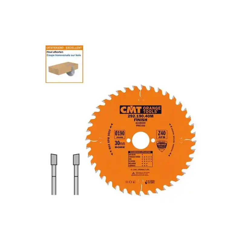 Lame circulaire CMT - Ø 190 x 30mm - 40 dents - Ep 2,6/1,6 - 292.190.40M Prix Bas
