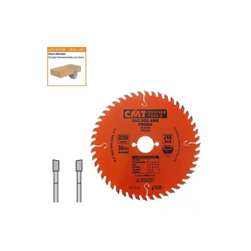 Haute Qualité Lame circulaire CMT - Ø 200 x 30mm - 48 dents - Ep 2,8/1,8 - 292.200.48M