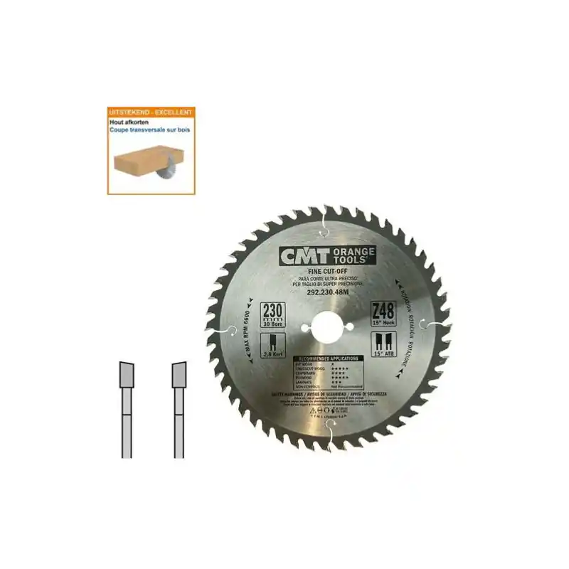 Authentique Lame circulaire CMT - Ø 230 x 30mm - 48 dents - Ep 2,8/1,8 - 292.230.48M