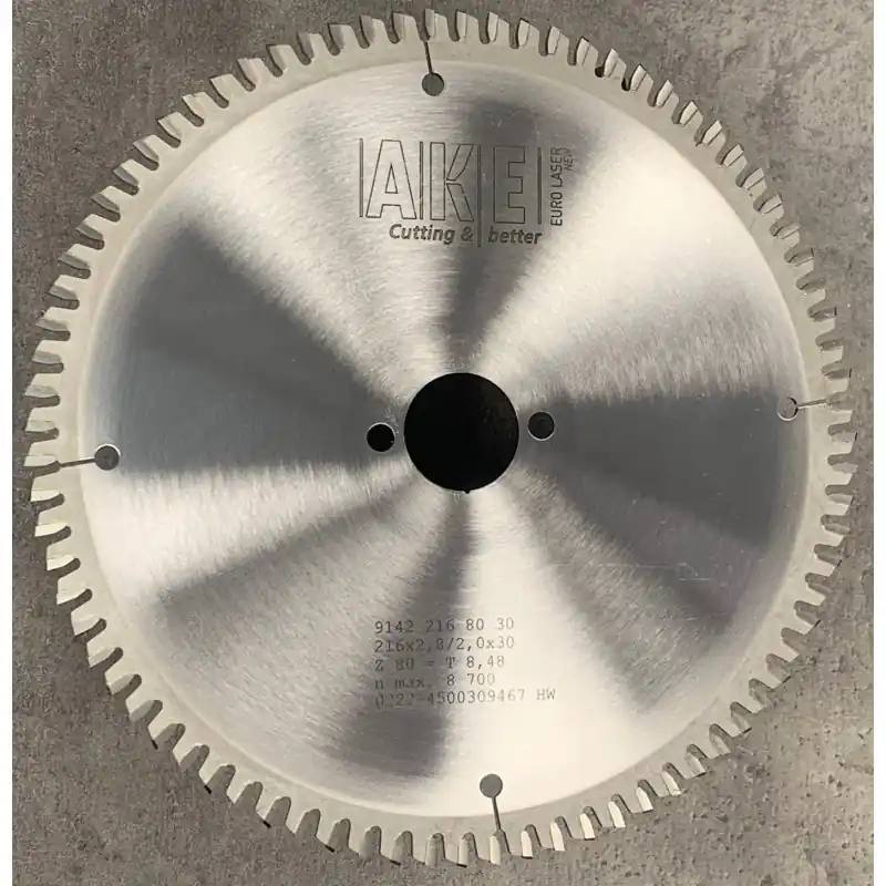 Soldes Lame circulaire carbure ALU/PVC - Ø216 x 30mm - 80 Dents négatives - Ep 2,8/2,0 - AKE