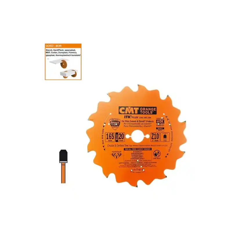 Lame circulaire diamant pour MATERIAUX COMPOSITES - Diamètre 165mm - Alésage 20mm - 10 dents - CMT Orange tools Offre Limitée