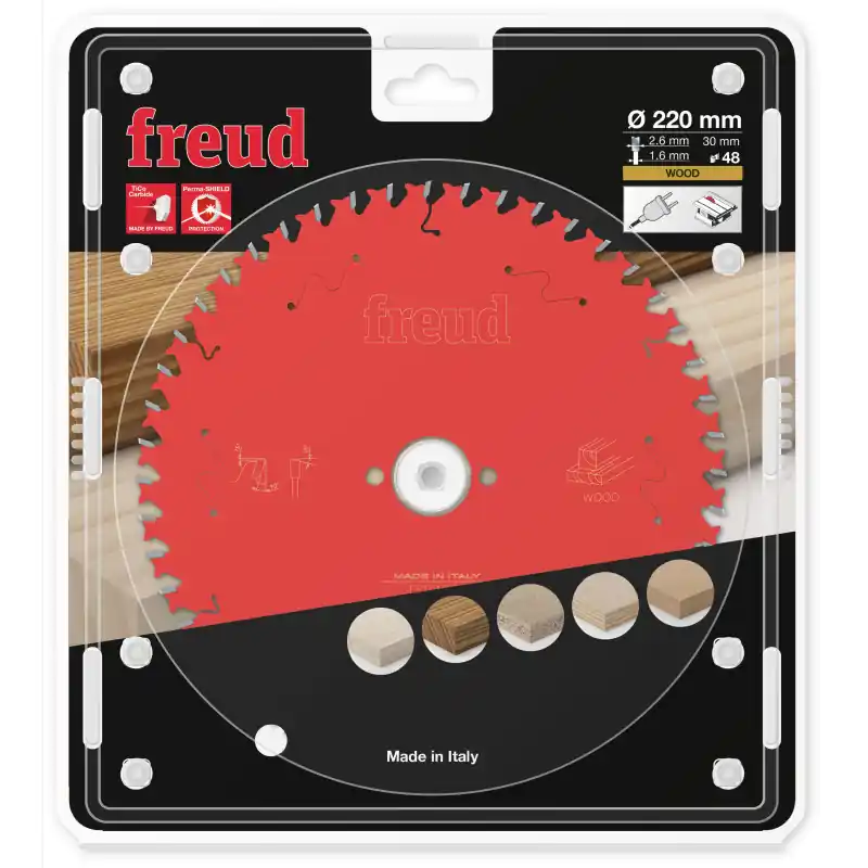 Lame circulaire bois Ø220 x 30mm - 2,6/1,6 - Z48 - Freud FR17W001T Usine Directe