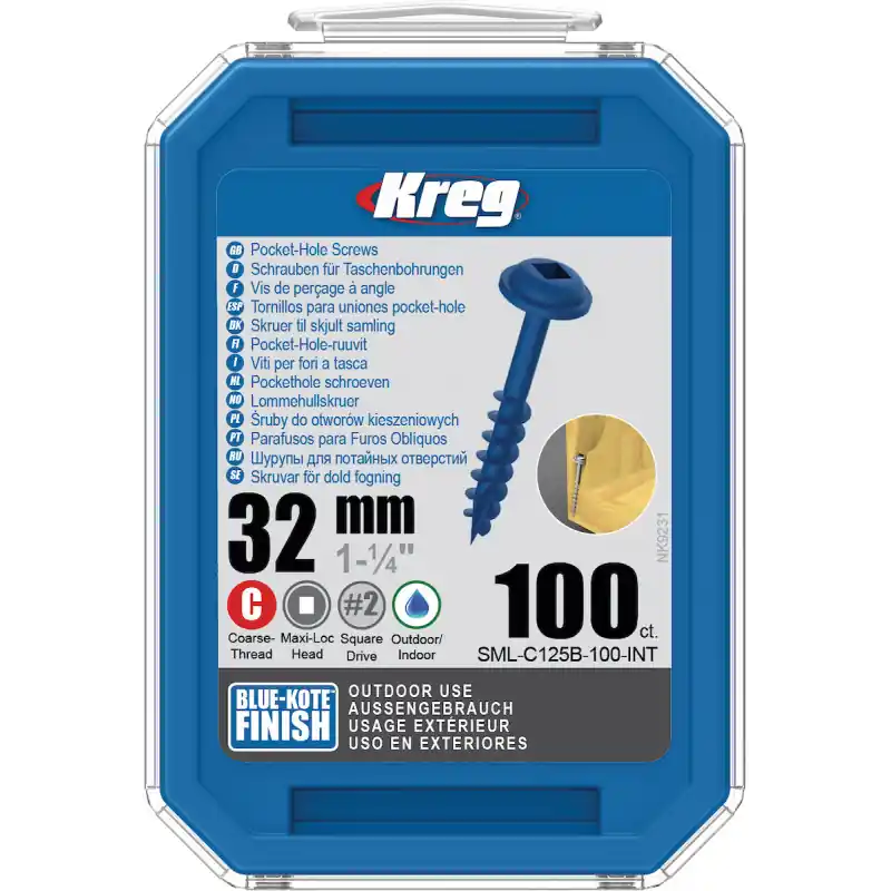 Expédition Rapide Vis trous de poche Kreg 32mm - Blue-Kote / Maxi-Loc - Filetage épai - 100pcs